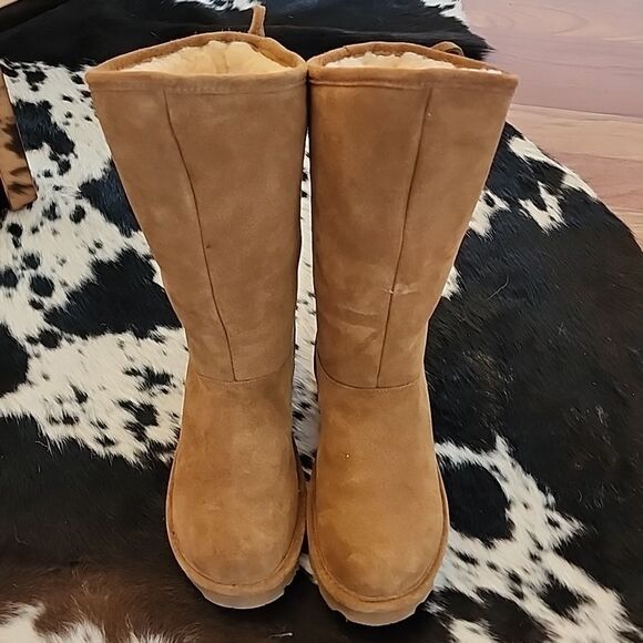 BEARPAW Women's Phylly Tall 11" Shearling Boots Wool Inside Corset Backs  - Picture 2 of 7